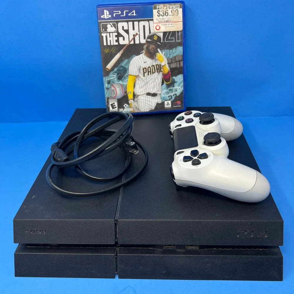 Sony PlayStation 4 500GB Black Console Bundle MLB The Show 21 White Controller
